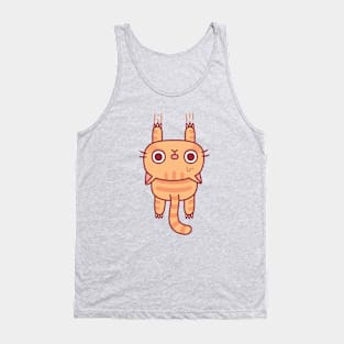 Funny Tabby Cat Using Claws To Hang On Tank Top